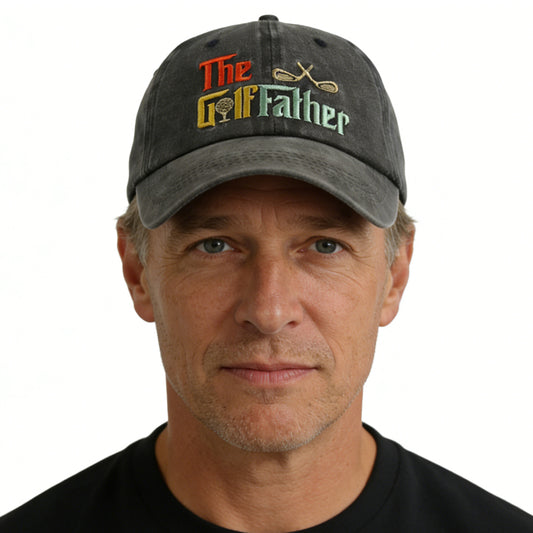 Golf Father Hat For Men, Adjustable Embroidered Wash Cotton Baseball